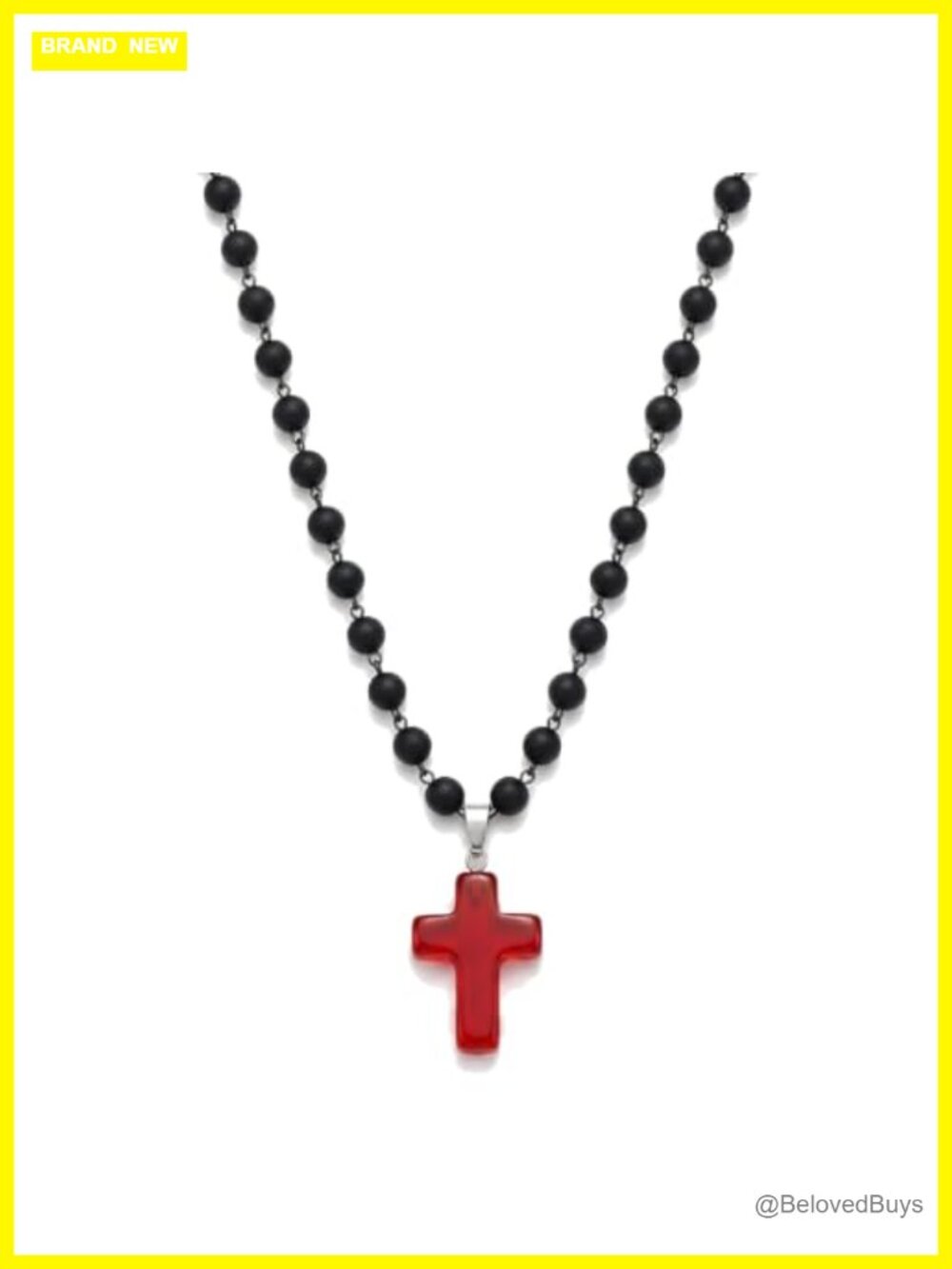 Gothic Beaded Pendant Necklace Cross Heart Resin Unisex Adjustable